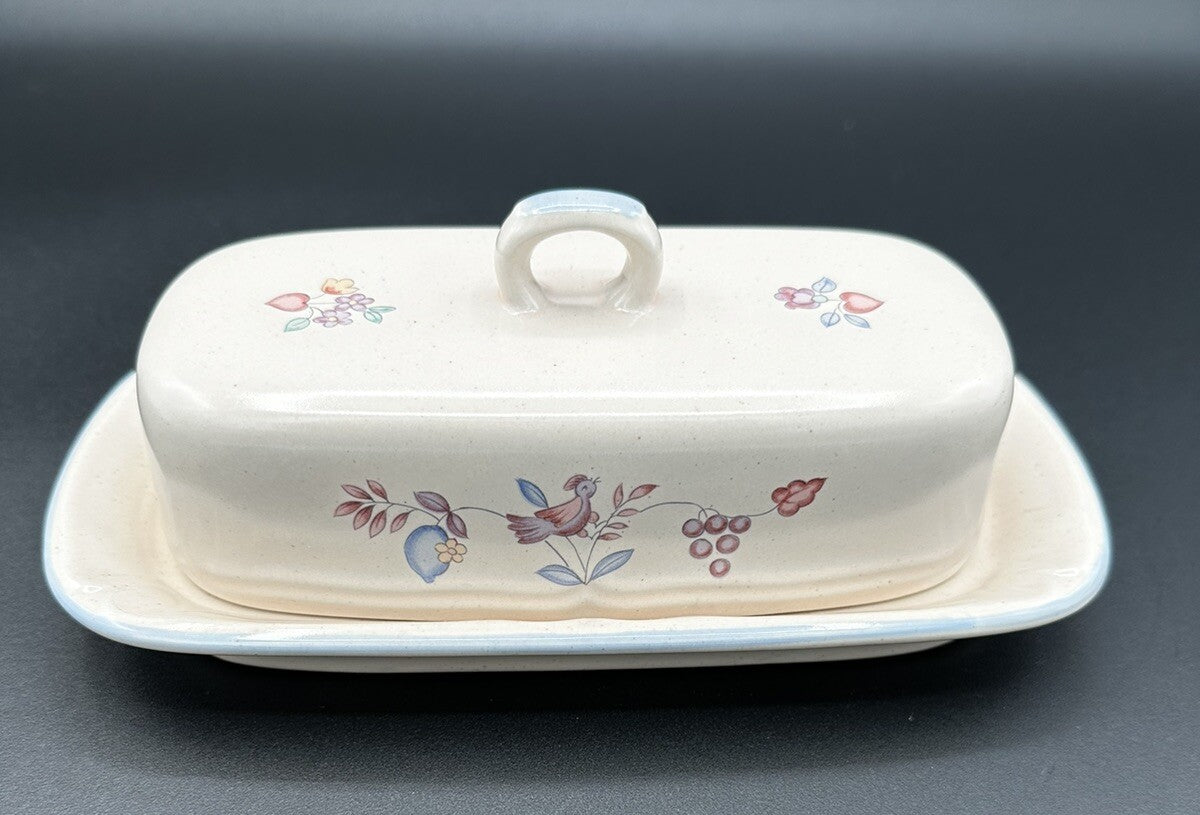 Butter Dish Heartland International Stoneware Covered Chicken Farm Scene Vintage