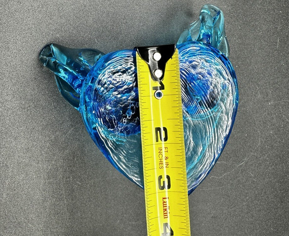 Bluebirds Of Happiness Heart Pair Glass Figurine Blue/Leonard 1988 Vintage