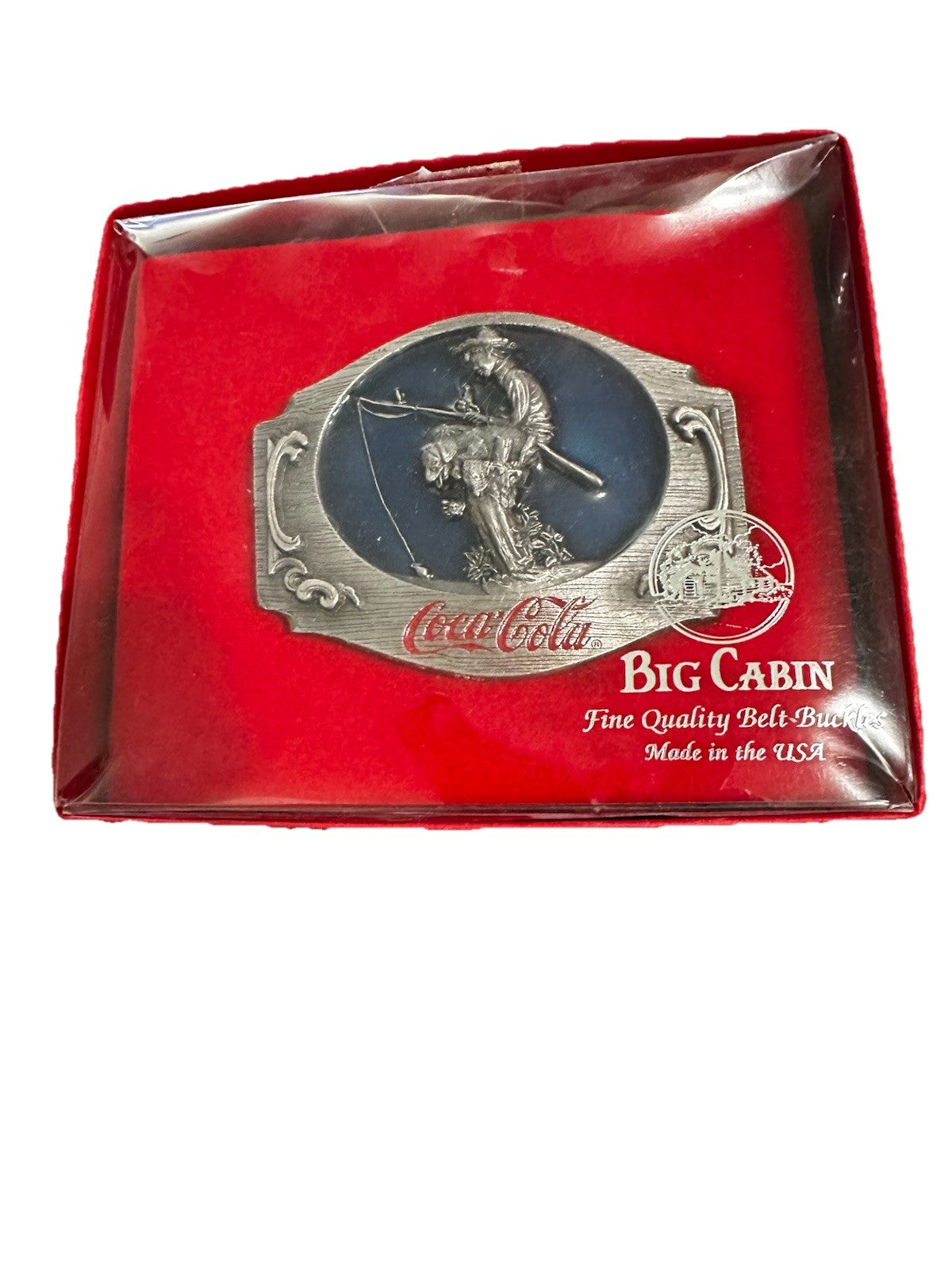 Belt Buckle With Boy Fishing On A Stump With Dog Classic Coca-Cola New Vintage