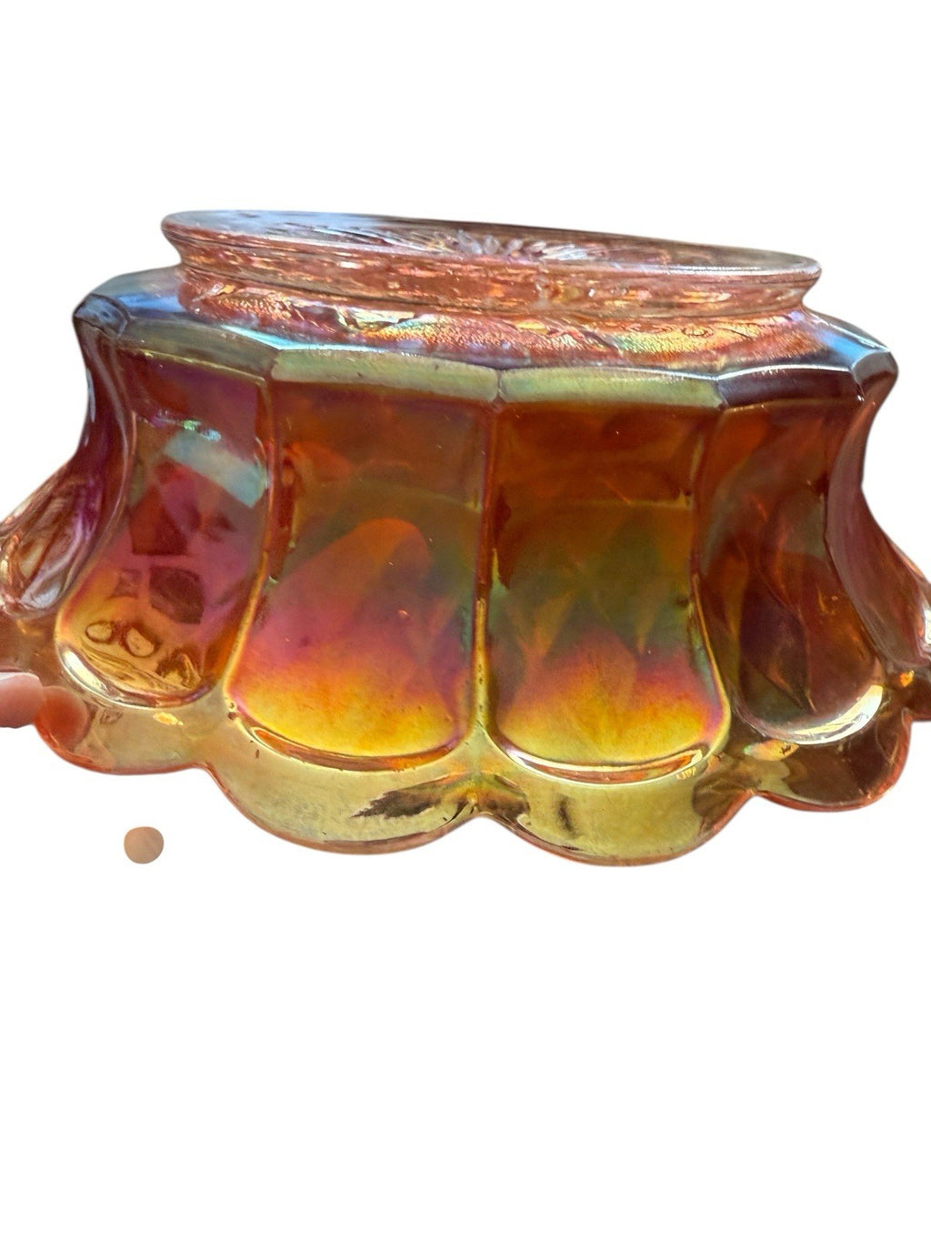 Carnival Glass Bowl Imperial Heavy Grape Marigold 8.75” Vintage