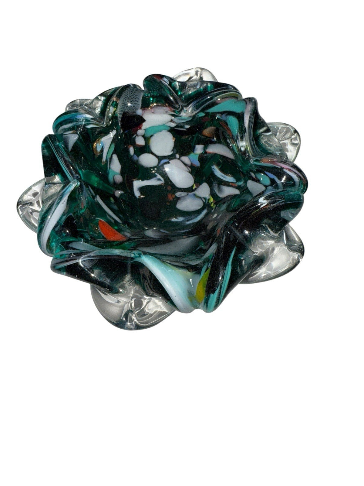 Ashtray Venetian Vintage Murano Multicolored  Aventurine Art Glass Vintage