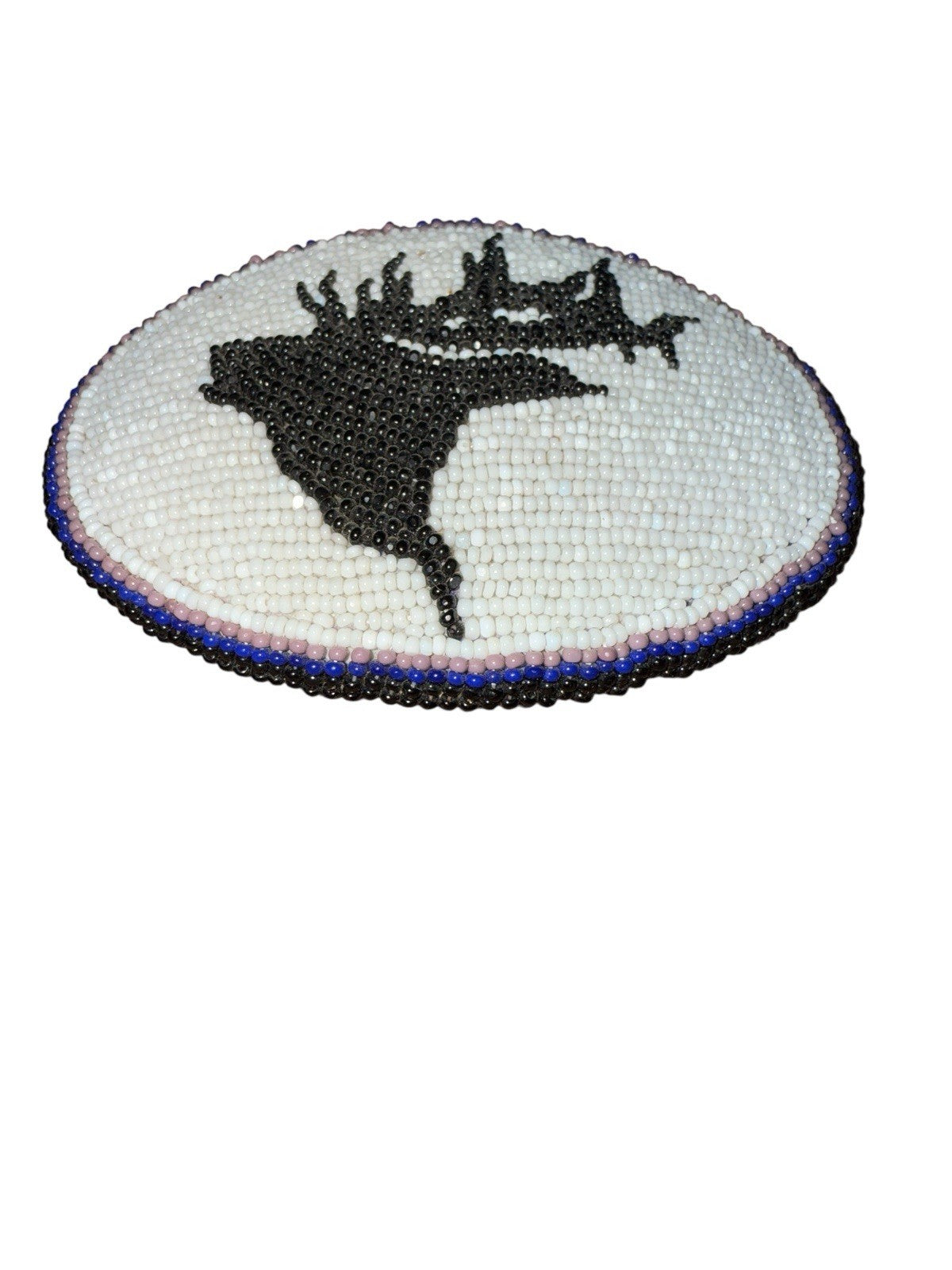 Belt Buckle, Signed And Stamped. Native American Beaded Elk Vintage