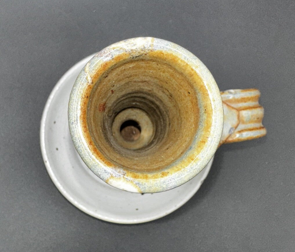 Candlestick Holder Studio Art Pottery Brown Gray Signed Vintage