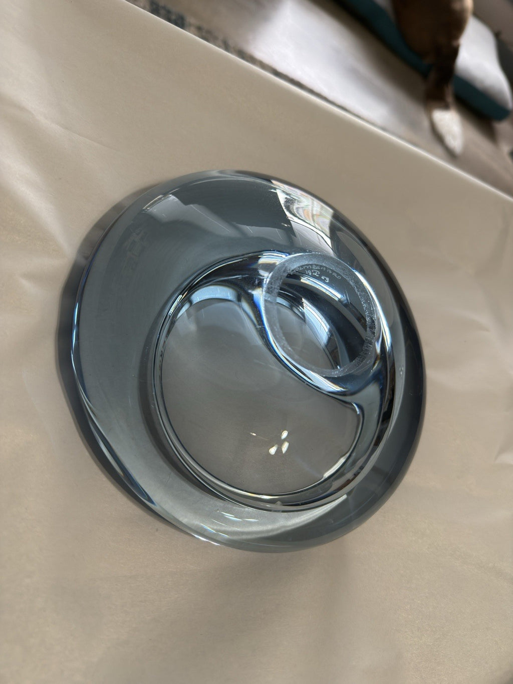 Bowl Per Lütken Holmegaard Art Glass Denmark MCM Blue Oval Signed