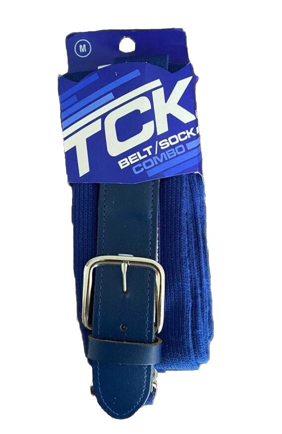 Baseball Sock & Belt Combo Medium Cool Blue 95% Polyester RN35452 TCK New