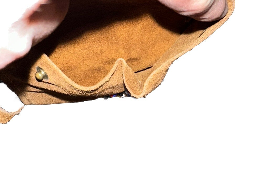 Coin Leather Pouch Purse 4.5” X 6” With Fringe 24” Thin Strap Seattle Vintage