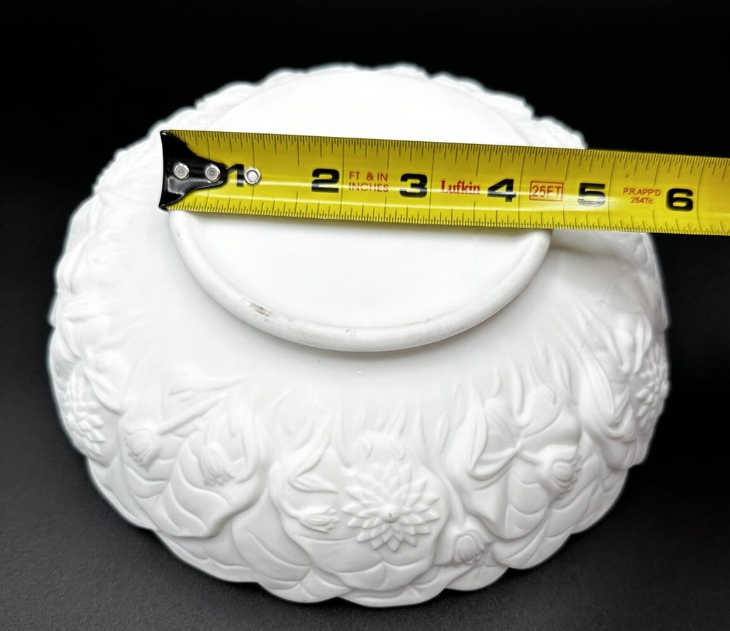Ashtray, Trinket Dish,  8.5" Fenton Satin White Water Lily Vintage
