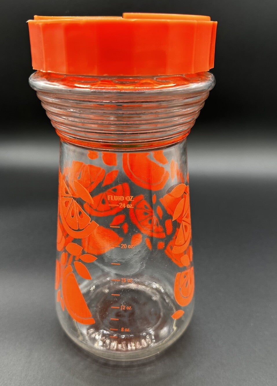 Carafe 24oz Anchor Hocking Orange Juice Glass Lidded Vintage