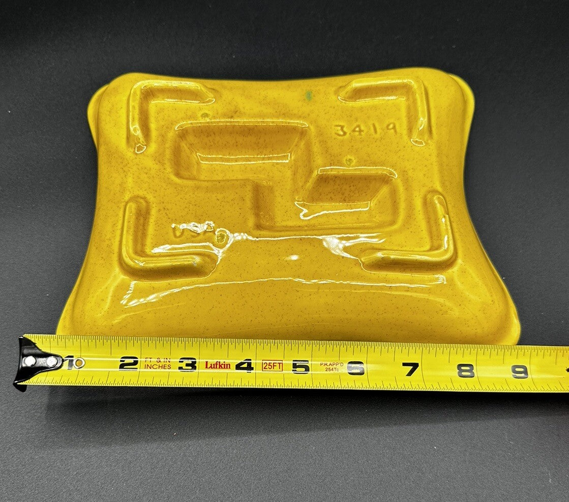 Ashtray USA Pottery 3419 Yellow Teal Green Drip Glaze 50s Vintage