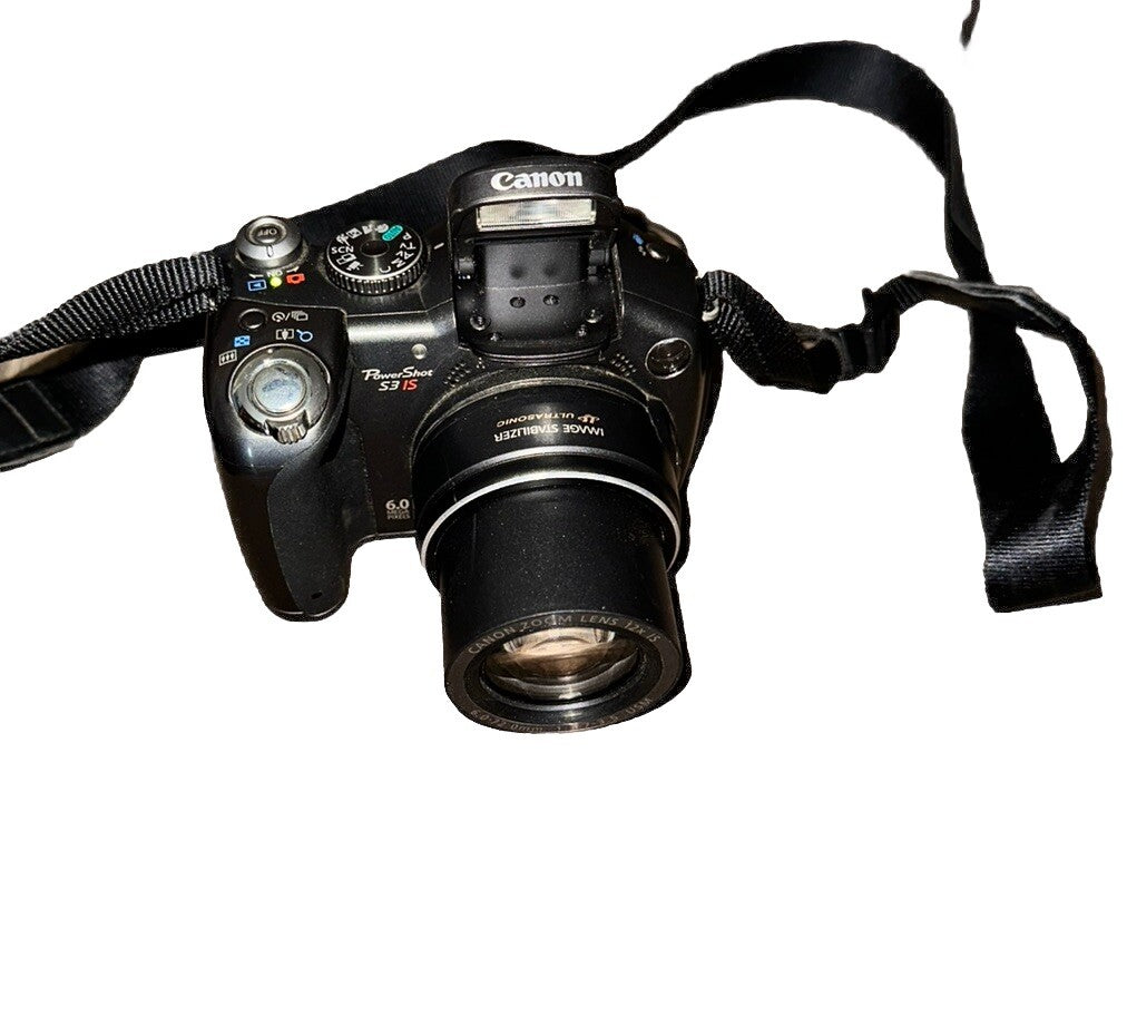 Canon PowerShot Camera S3 IS 6MP 12x IS Zoom Digital Bridge AA Battery Powered