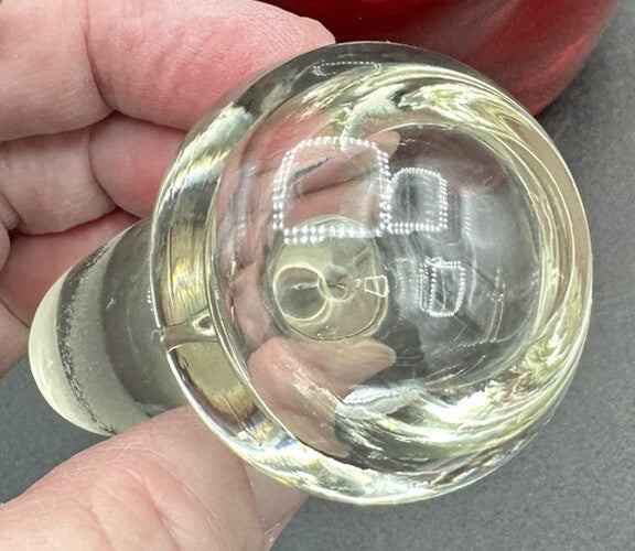 Decanter w/ Clear Round Stopper 10”BISCHOFF Glass Red Pinched Vintage