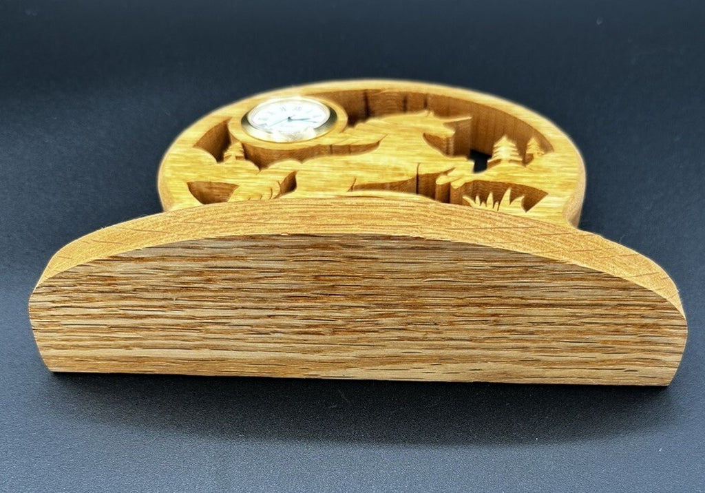 Clock Handcrafted Wood Cutout Unicorn Desk Mantel Untested