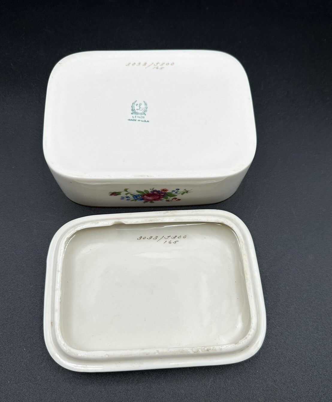 Cigarette Box 5”x 3 5/8" x 2" Lenox China Rose 3033 Pattern (READ) Vintage