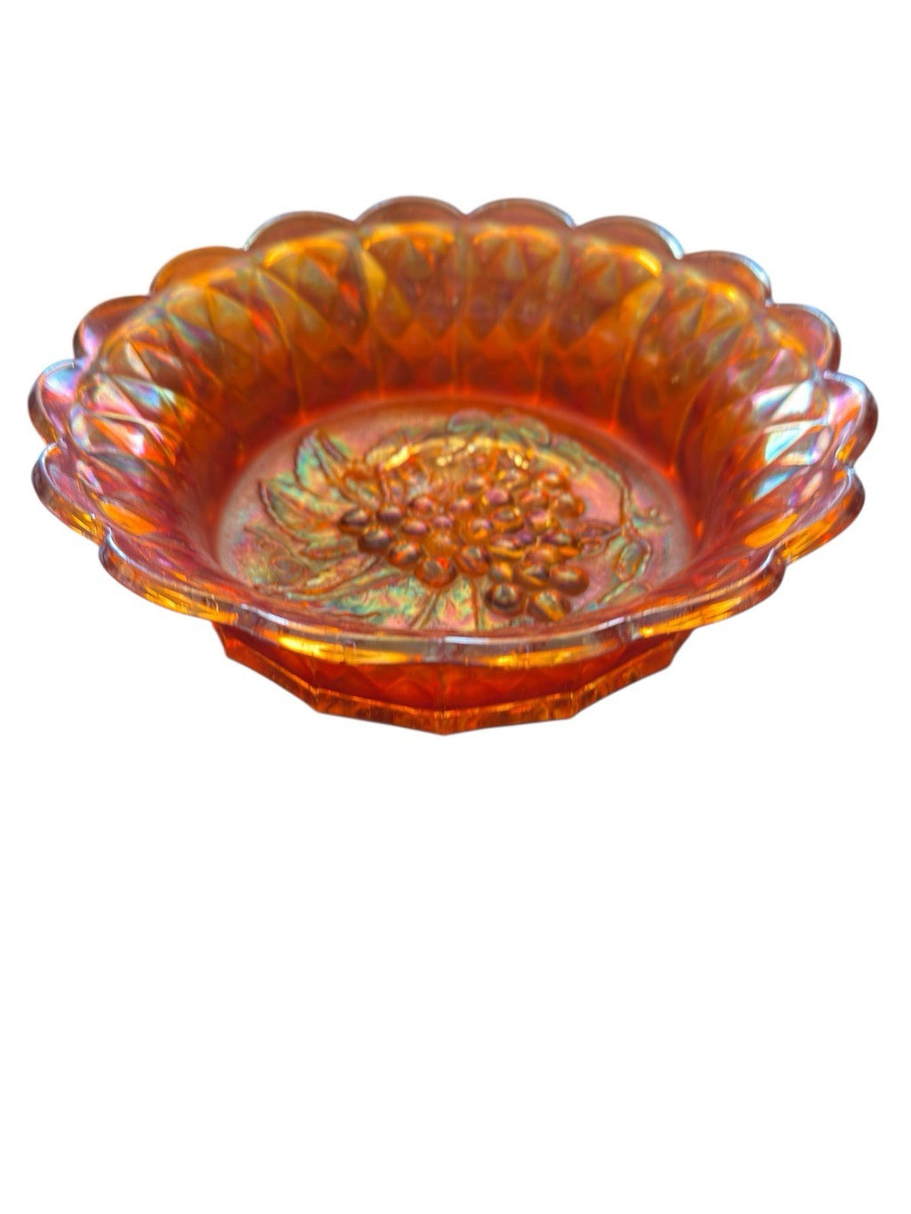 Carnival Glass Bowl Imperial Heavy Grape Marigold 8.75” Vintage