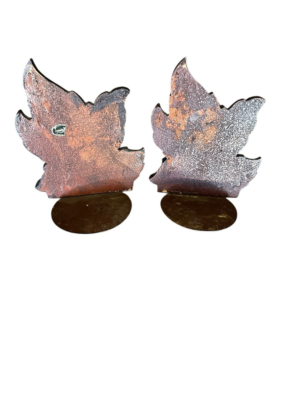 Bookends Gatco Brown Wood Tree Leaves Set Of 2  6.75” x 5.75” Vintage