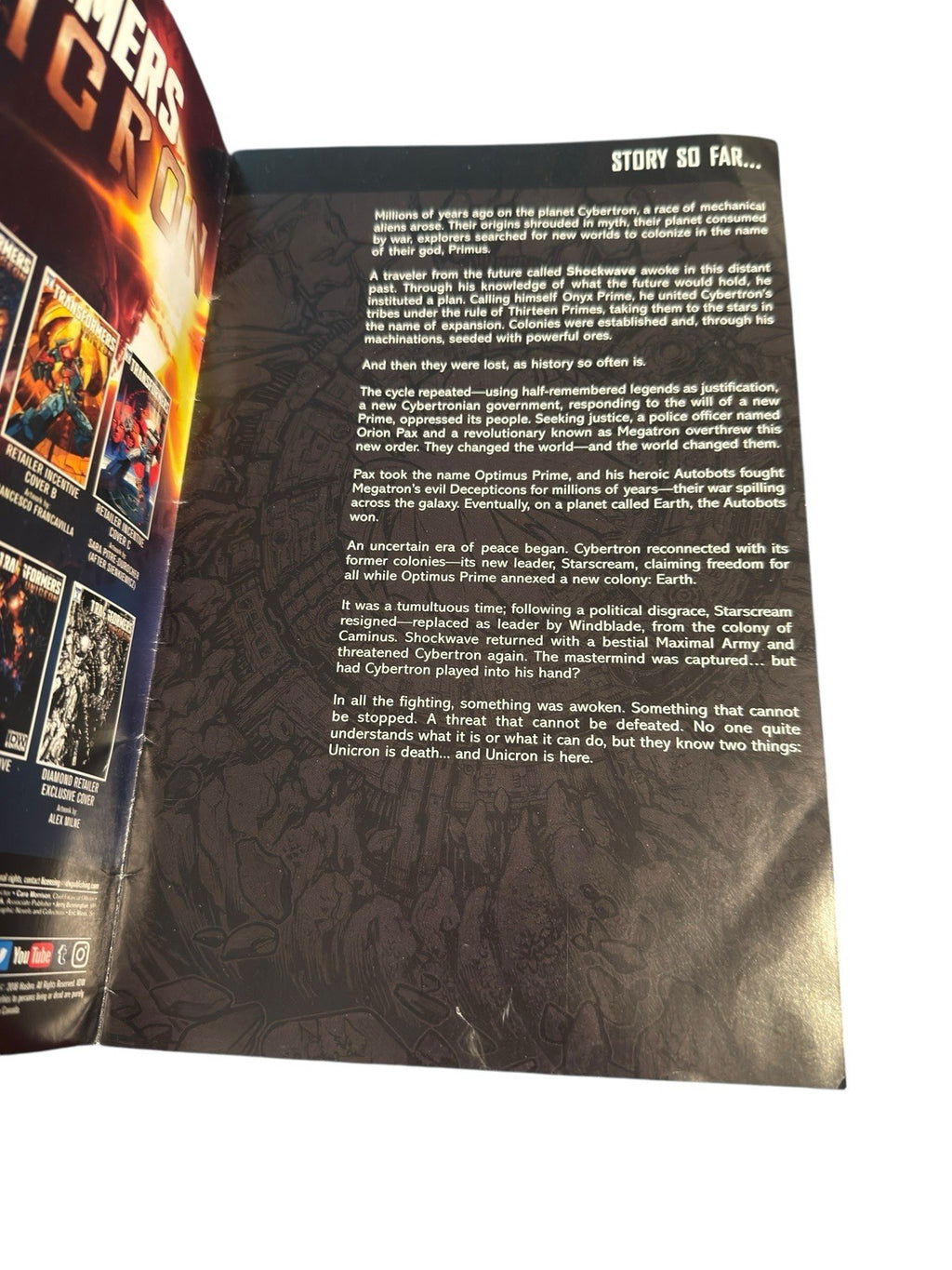 Comic Transformers Unicron No.1 July 2018 First Printing IDW Preowned