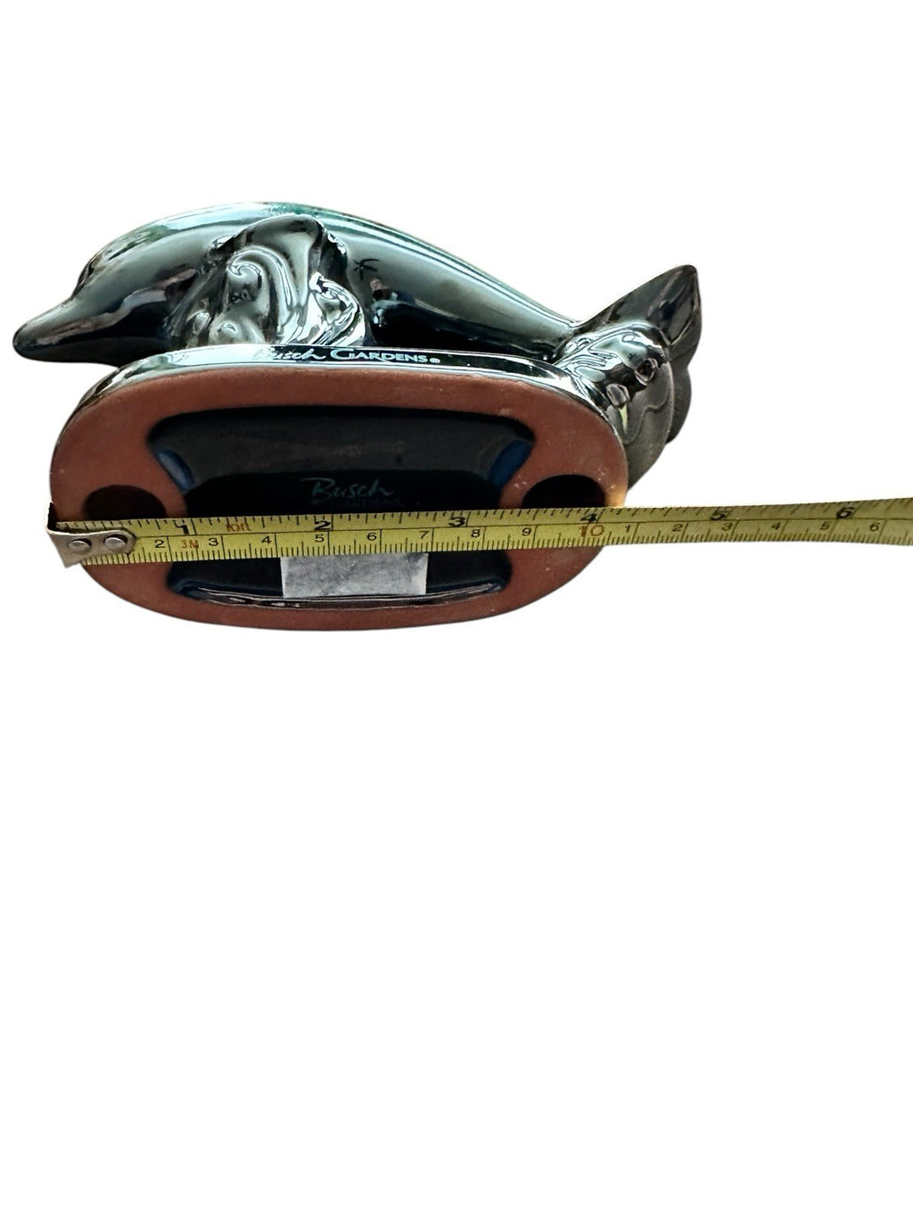 Dolphin Ceramic Statue Busch Gardens 5 1/4” Tall Green Vintage