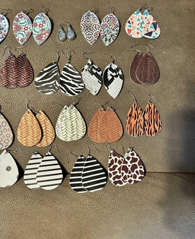 Earrings Petal Leather Different Design Earrings Teardrop Dangle 20 Piece New