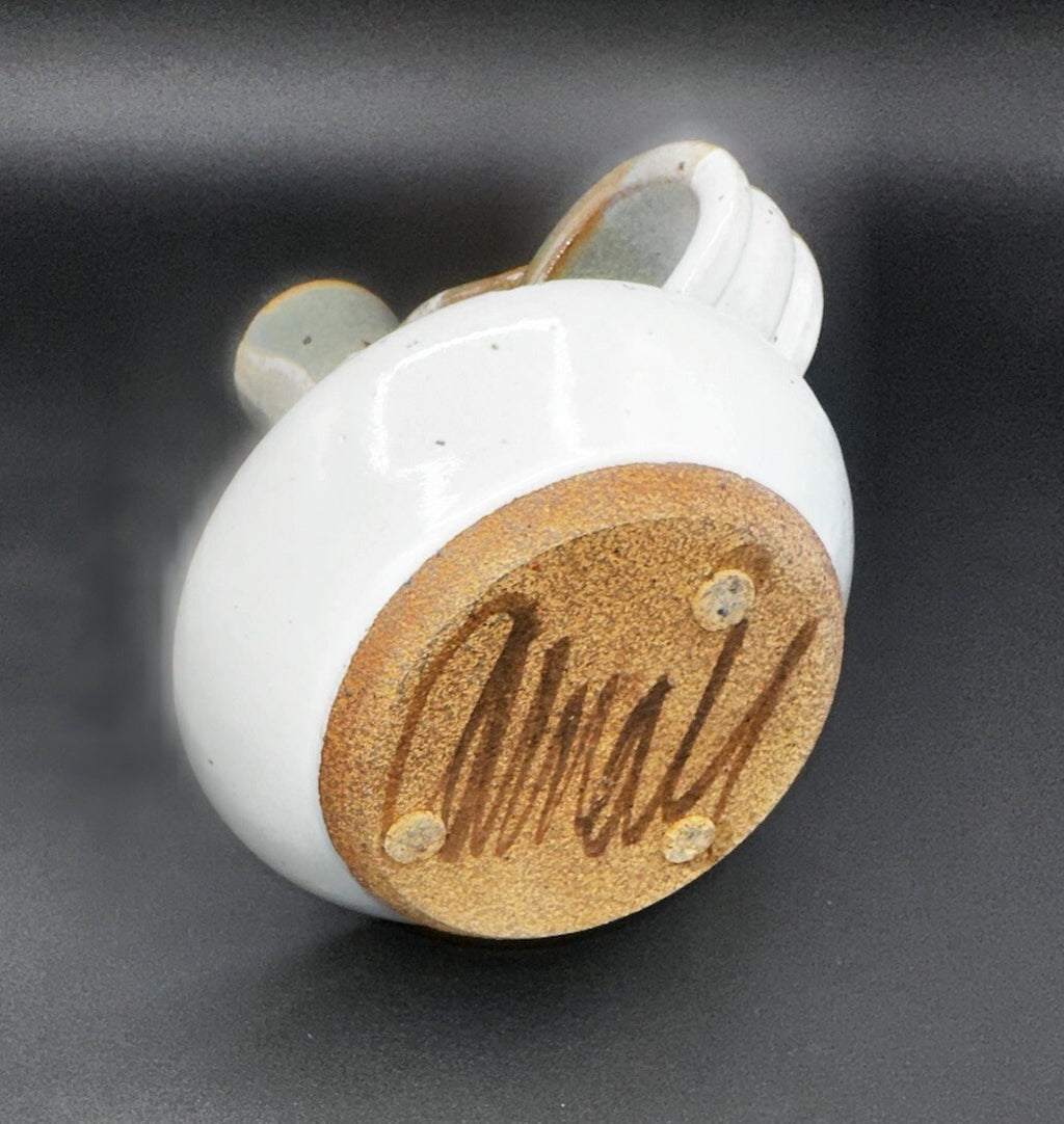 Candlestick Holder Studio Art Pottery Brown Gray Signed Vintage