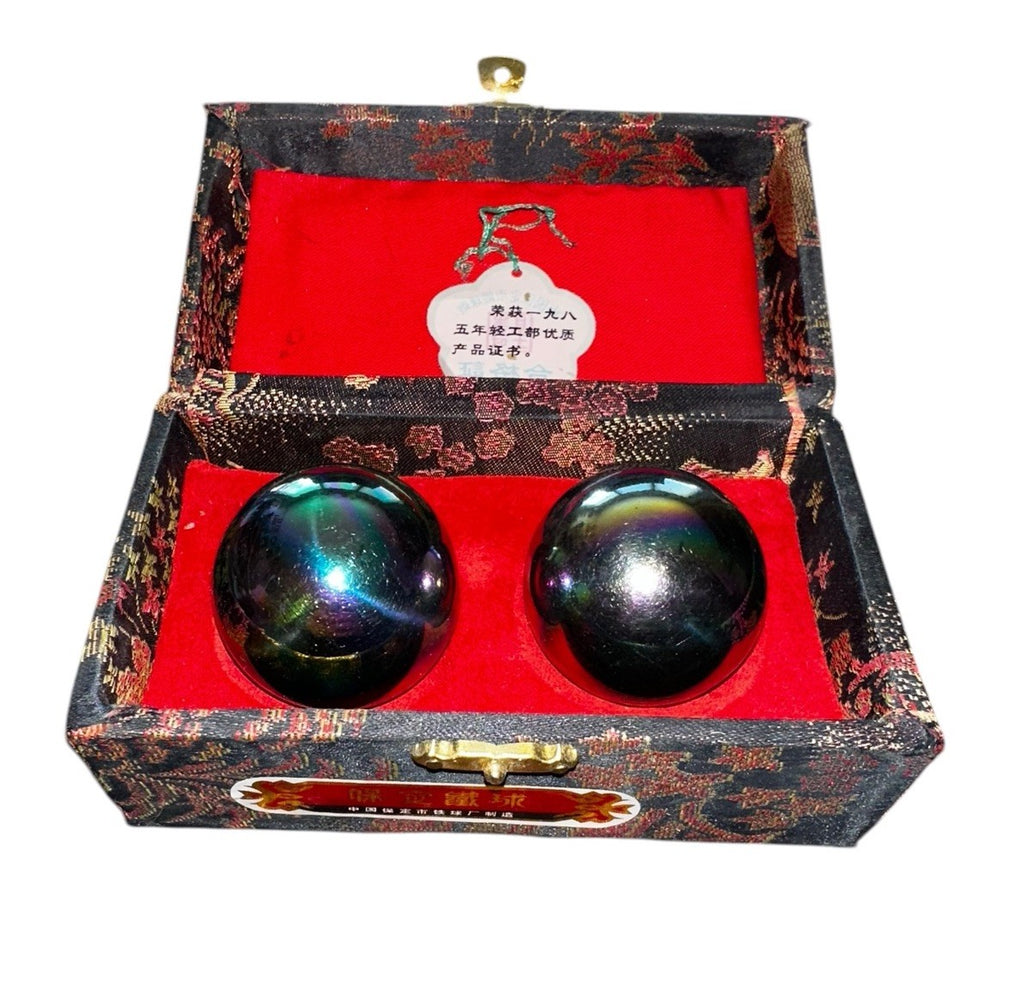 Balls Chinese Baoding Mediation Musical Neon Chrome Stress With Case Vintage
