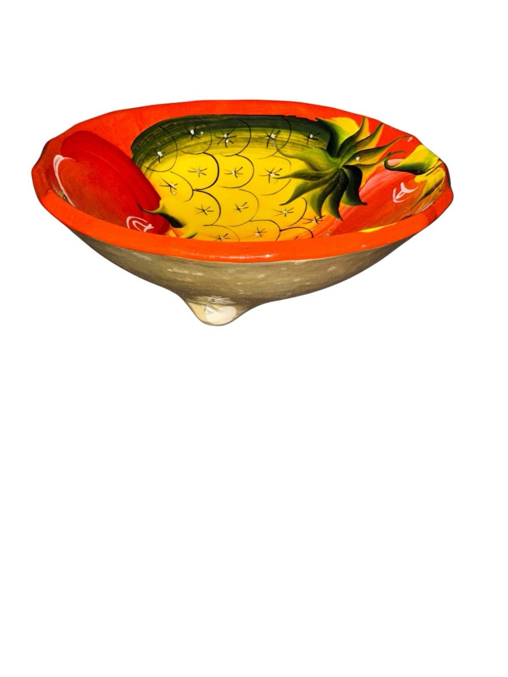 Bowl Fruit 3 Footed Hand Painted Pottery New Vintage