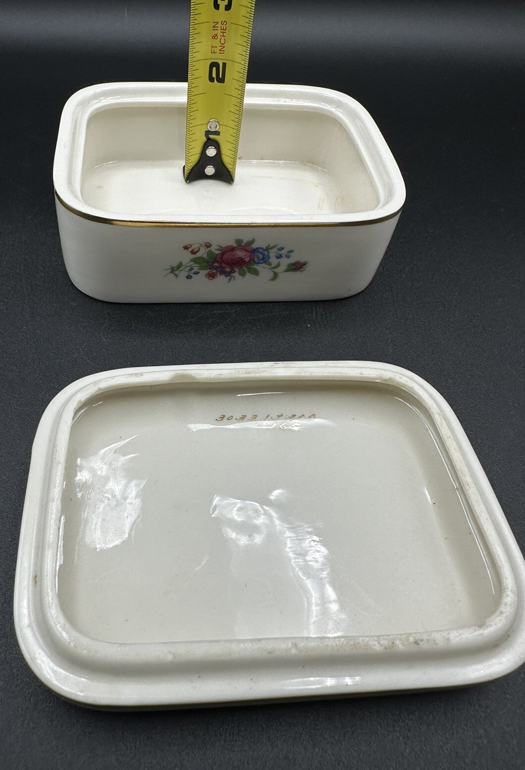 Cigarette Box 5”x 3 5/8" x 2" Lenox China Rose 3033 Pattern (READ) Vintage