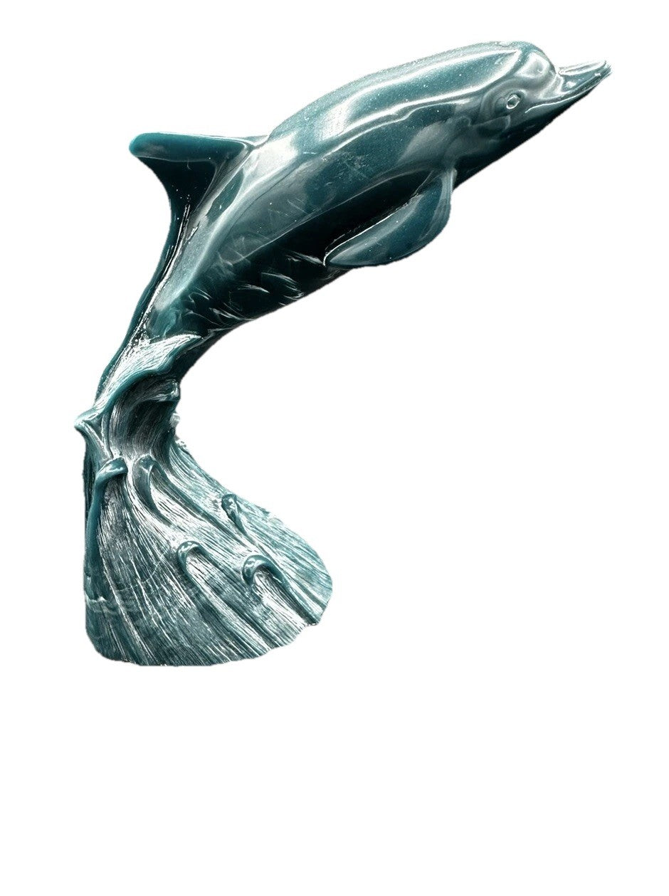 Dolphin Sculpture Cultured G.H. Cook Company Marble Fine Art Sculpture USA