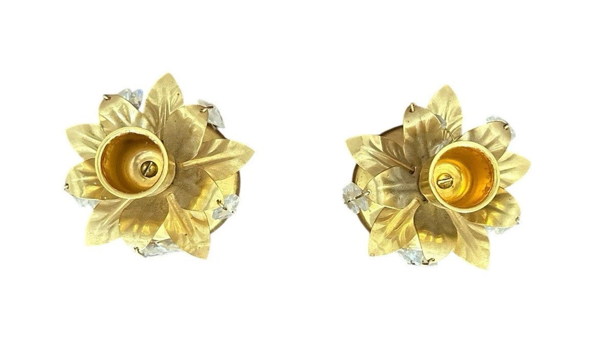 Candle Holder Candlestick With Crystals Gold Gilt Vintage