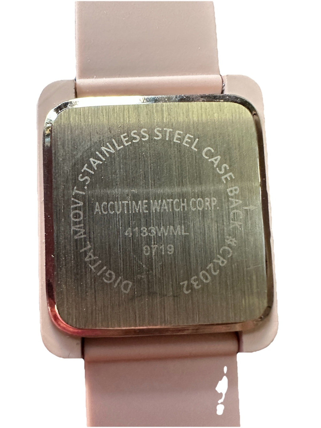 Digital Watch Pink Working Stainless Steal Case #CR2032 4133WML 1219 Accutime