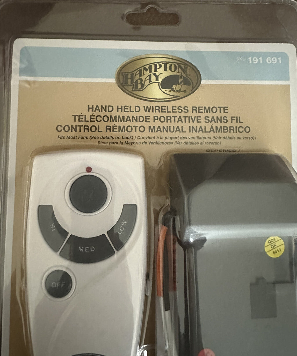 Ceiling Fan Remote Control Handheld#70830 1000 557 331 Hampton Bay Wireless New