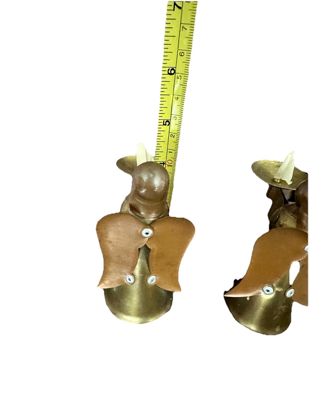 Candle Holder 4.5” Hong Kong Metal Copper Brass Angel Vintage