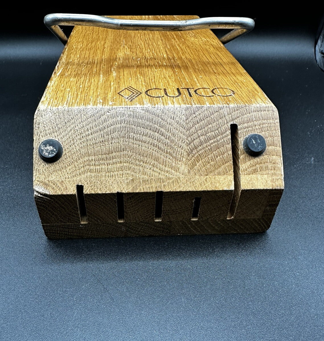 Cutco Space Saver Knife Block 5-Slot Wood Honey Oak Foldable Metal Bar