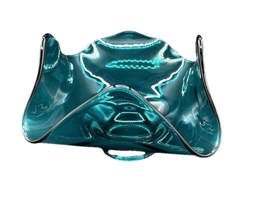 Bowl Blue Art Glass MCM Viking Glass Bluenique Free Form Vintage