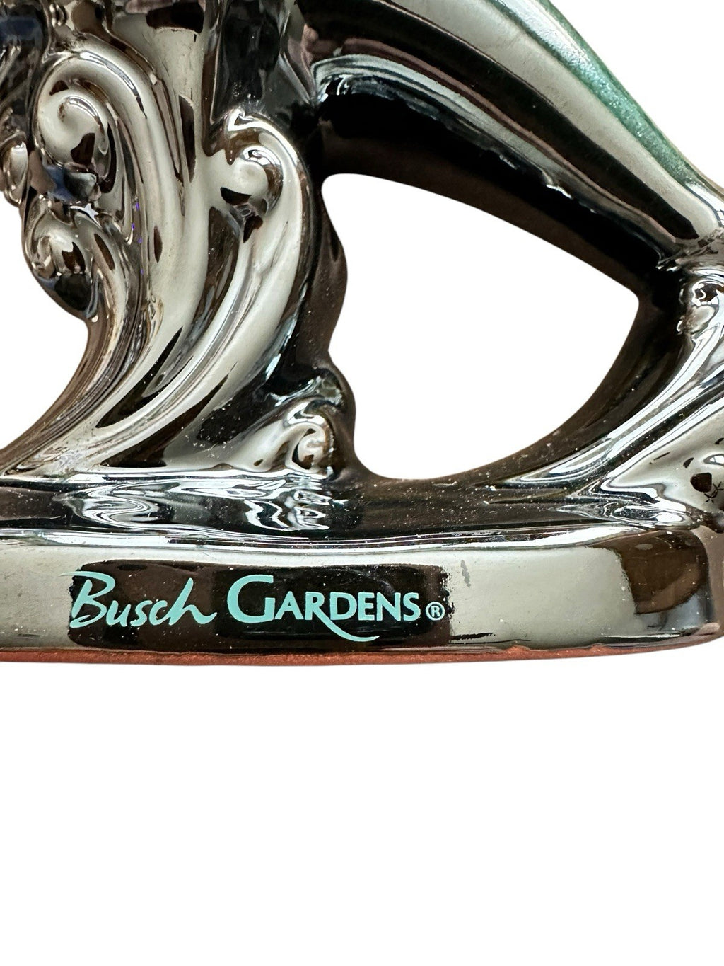 Dolphin Ceramic Statue Busch Gardens 5 1/4” Tall Green Vintage