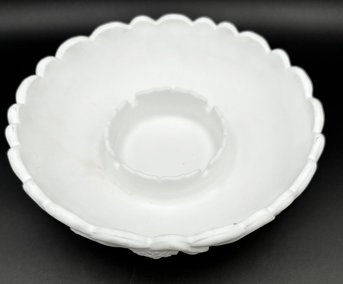 Ashtray, Trinket Dish,  8.5" Fenton Satin White Water Lily Vintage