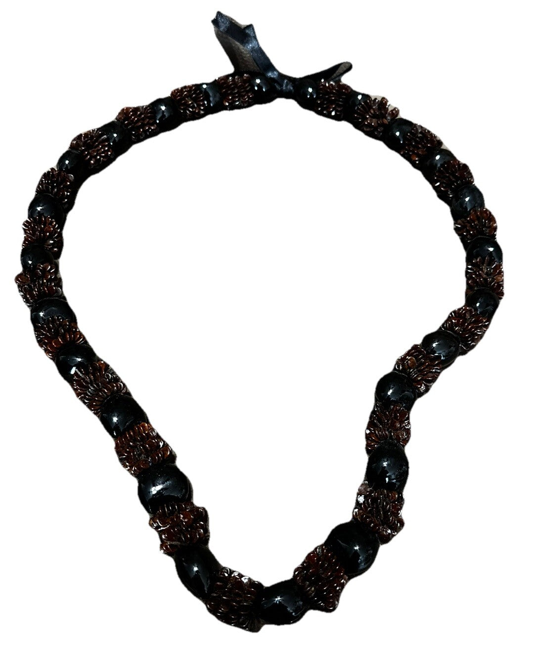 Kukui Nut Of Paradise Island Necklace 18” Brown Strung Nuts & Seeds