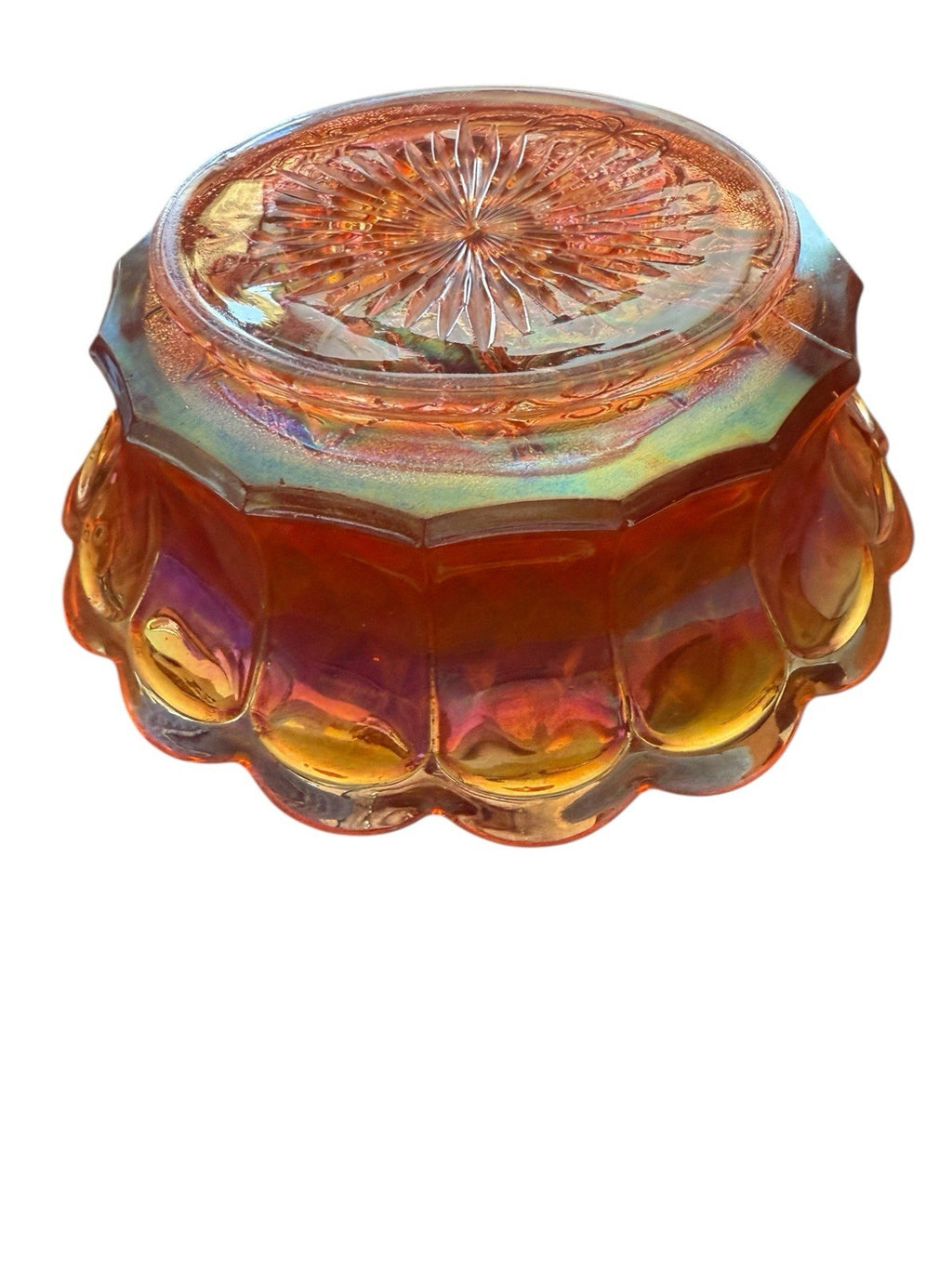 Carnival Glass Bowl Imperial Heavy Grape Marigold 8.75” Vintage