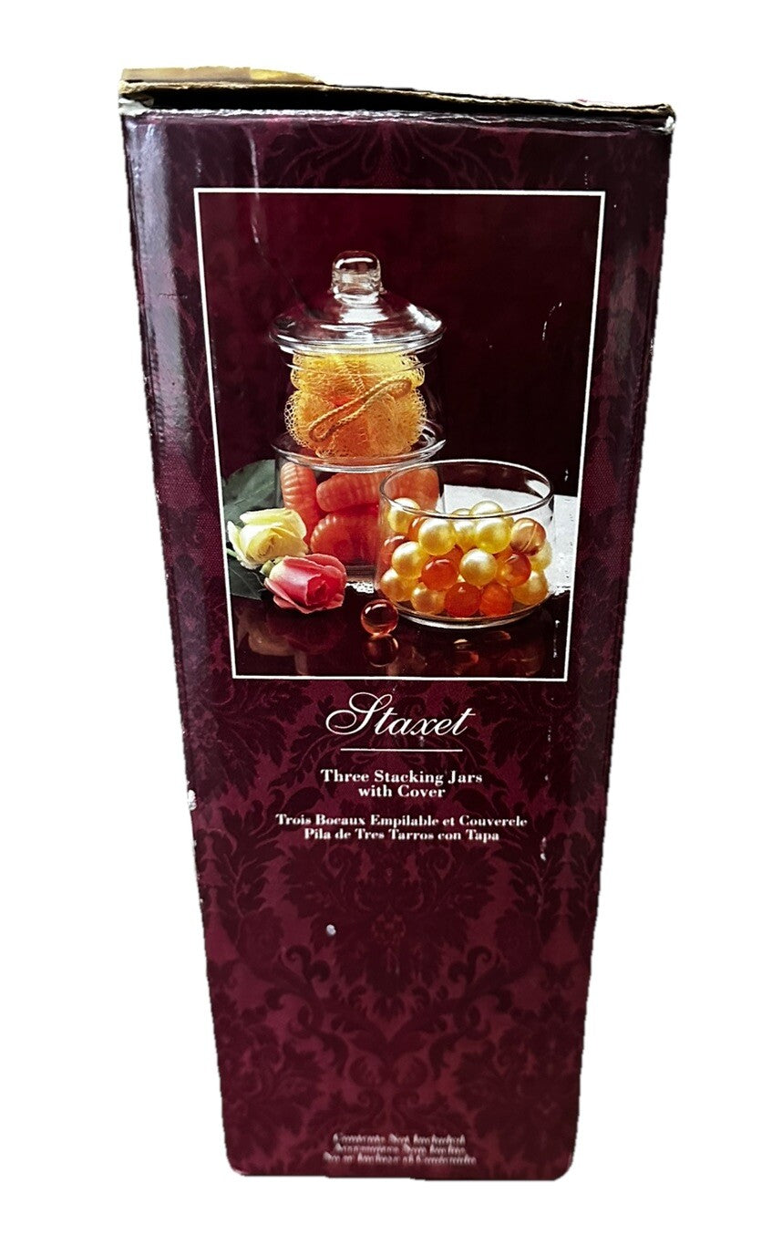 Candy Jars with Cover Storage Container Indiana Glass Staxet 3 Stacking 9.5” Vtg