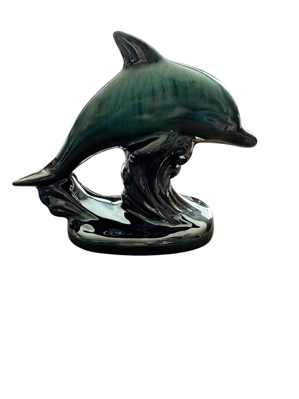 Dolphin Ceramic Statue Busch Gardens 5 1/4” Tall Green Vintage
