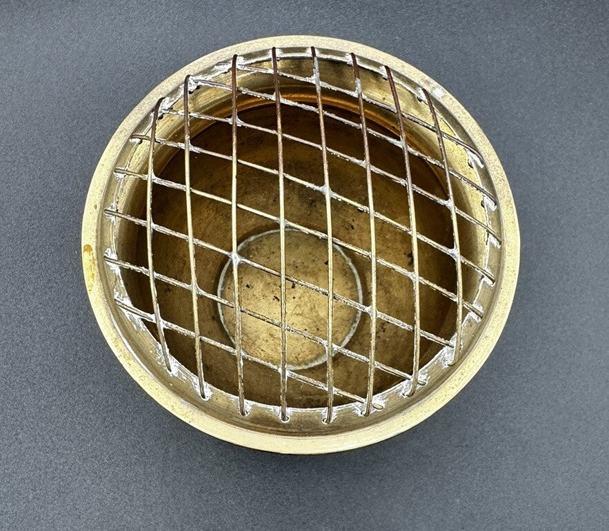 Brass Frog Artificial Flower Holder with Floral Design on the Side Vintage