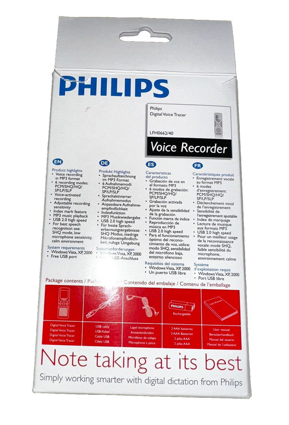 Digital Voice Tracer MP3 Recorder LFH0662/40 New/Tested/Open Box Philips