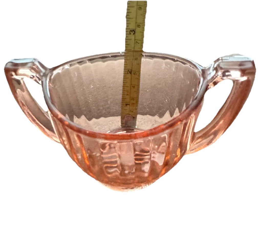 Creamer And Sugar Imperial Pink Depression Glass Open Handle Bowl Vintage