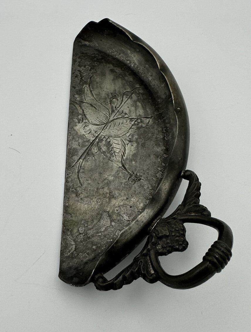 Antique Crumb Pan Amsterdam Quadruple Plate Silver Co Floral Pattern 1900-1940