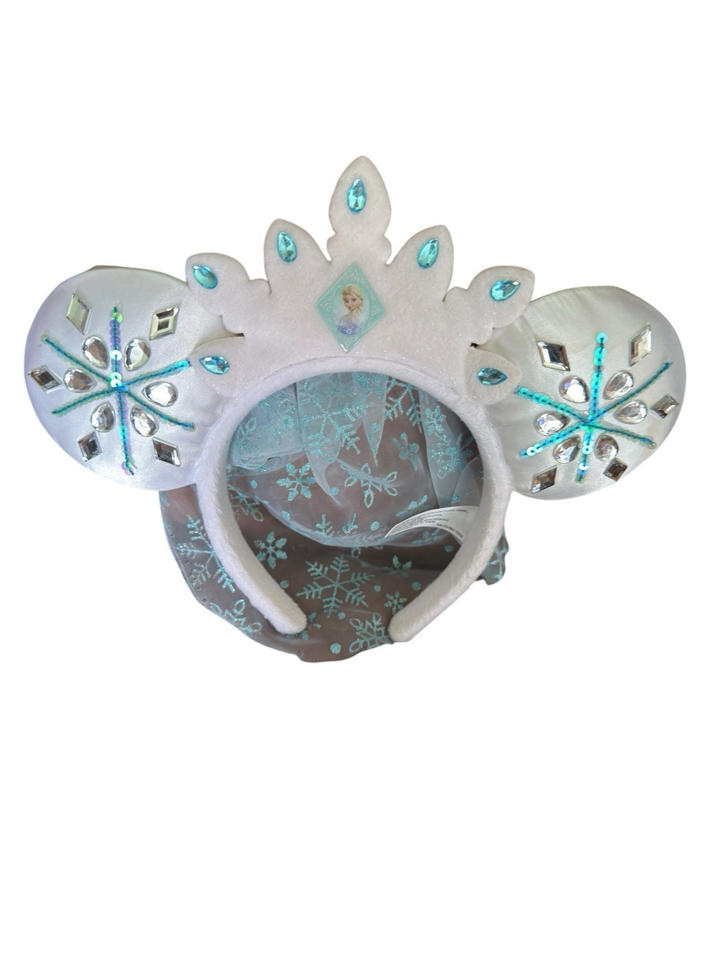 Disney Parks Mickey Mouse Frozen Ears Veiled Headband Crystal Princess Elsa