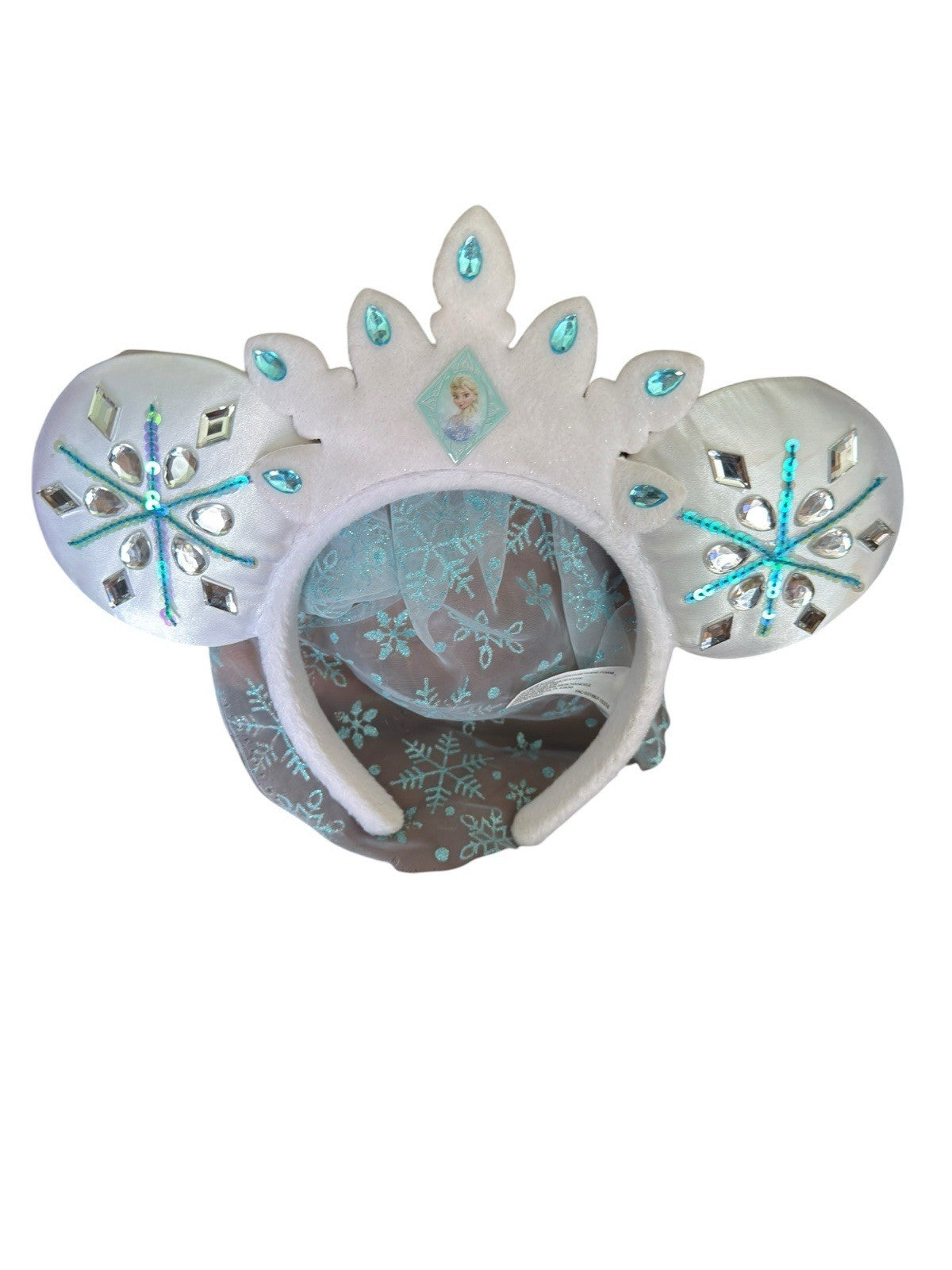 Disney Parks Mickey Mouse Frozen Ears Veiled Headband Crystal Princess Elsa
