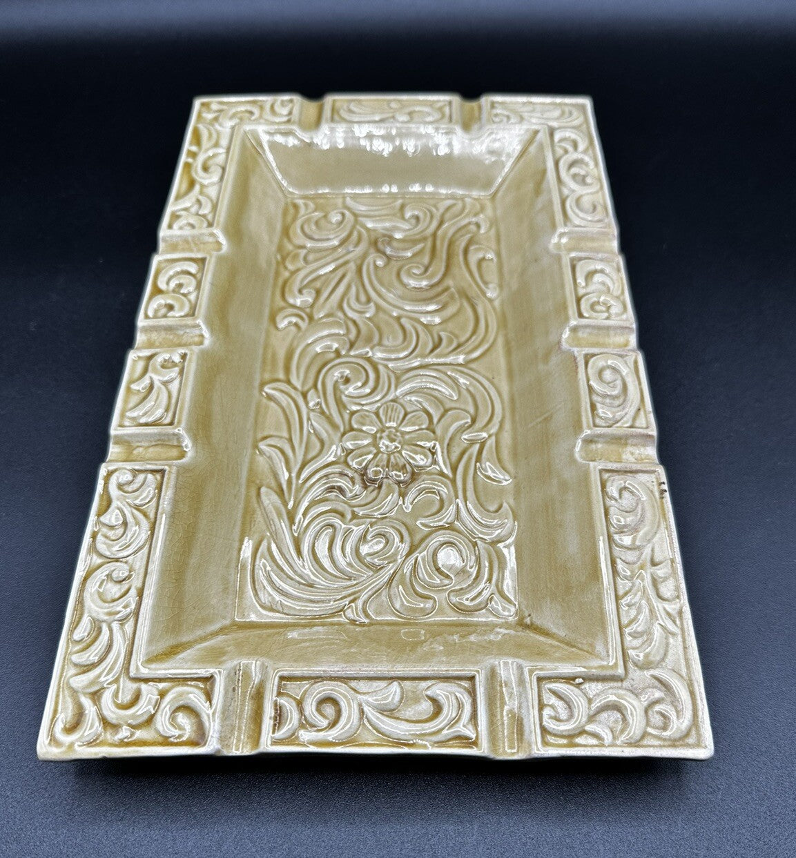 Ashtray Decor 3D Floral Porcelain Large Trinket Dish Retro Japan MCM Vintage