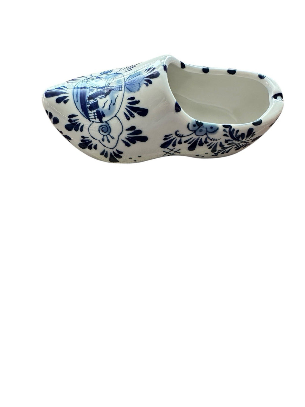 Ashtray Hand Painted 6” Blue And White Windmill Delft Pottery Shoe Planter, Vtg