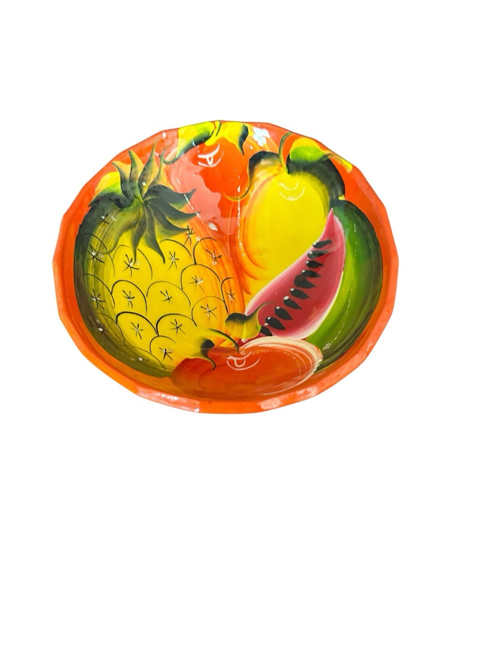 Bowl Fruit 3 Footed Hand Painted Pottery New Vintage