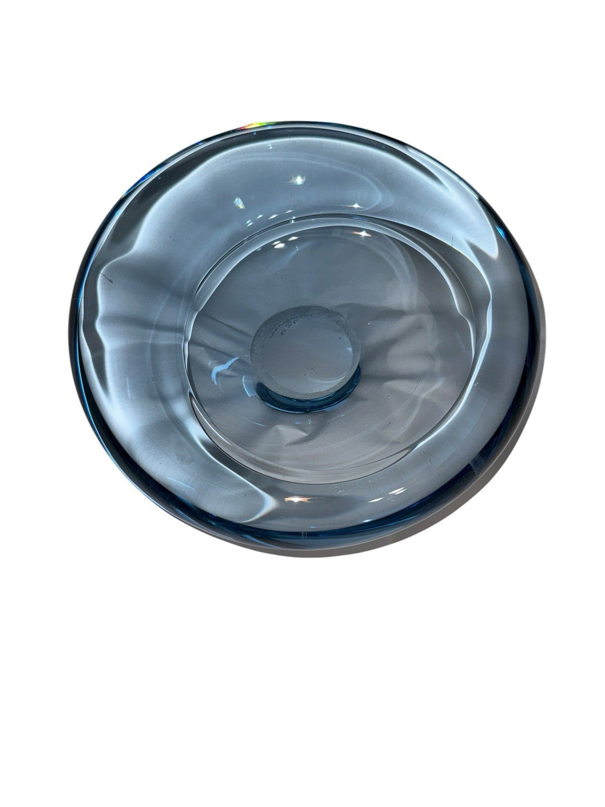 Bowl Per Lütken Holmegaard Art Glass Denmark MCM Blue Oval Signed