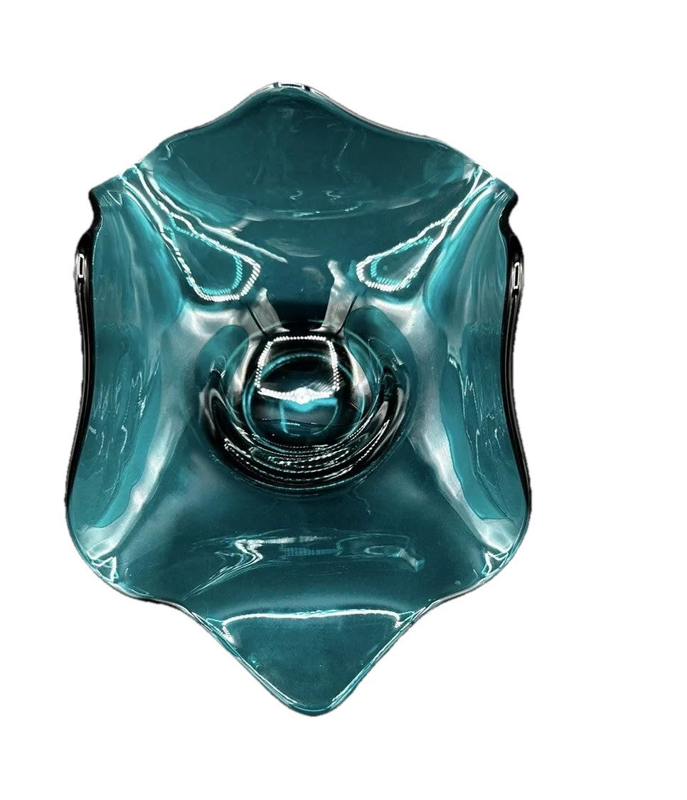 Bowl Blue Art Glass MCM Viking Glass Bluenique Free Form Vintage